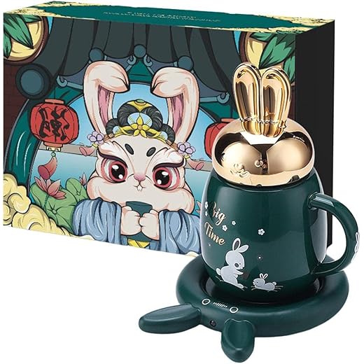 HEAVENGLOW Cup Warmer 55 Degrees Hot Plate Electric Coffee Cup for Tea Office Green