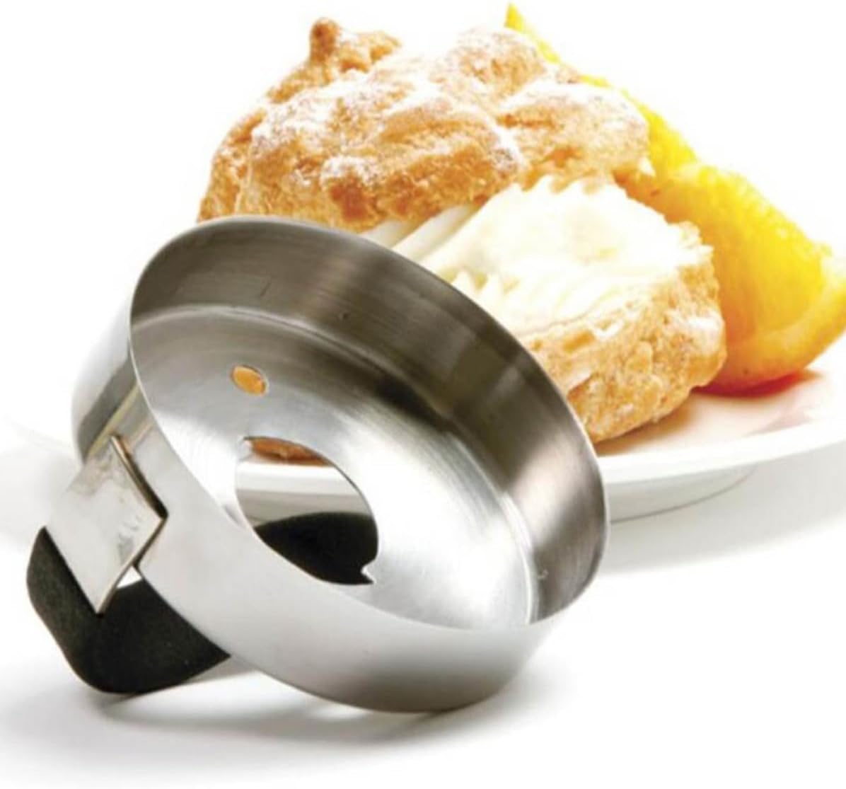 WOONEKY Multifunction Stainless Steel Donut Cake Mold with Solid Bottom Design and Non-stick Surface, round Pastry Dough Cutter for DIY Cake Baking and Mousse Preparation