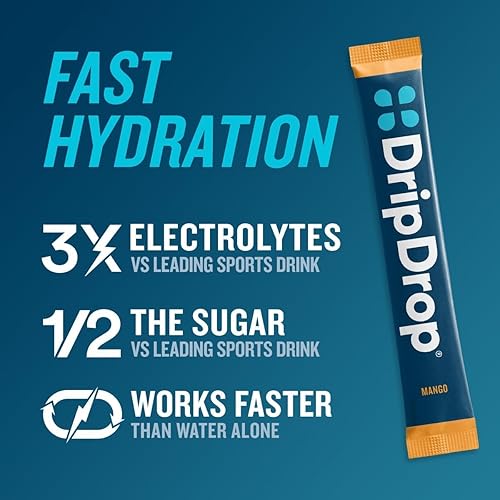 Miniatura 7 de DripDrop Hydration - Paquetes de electrolitos en polvo - Mango, acai, fruta de la pasión, coco piña - 16 unidades