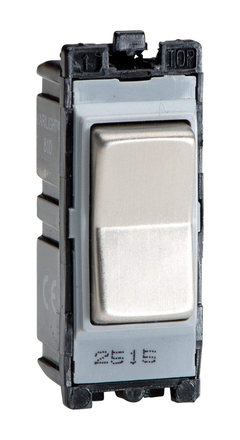 Varilight Power Grid Brushed Steel 10 Amp 2 Way Retractive Switch 5021575965384