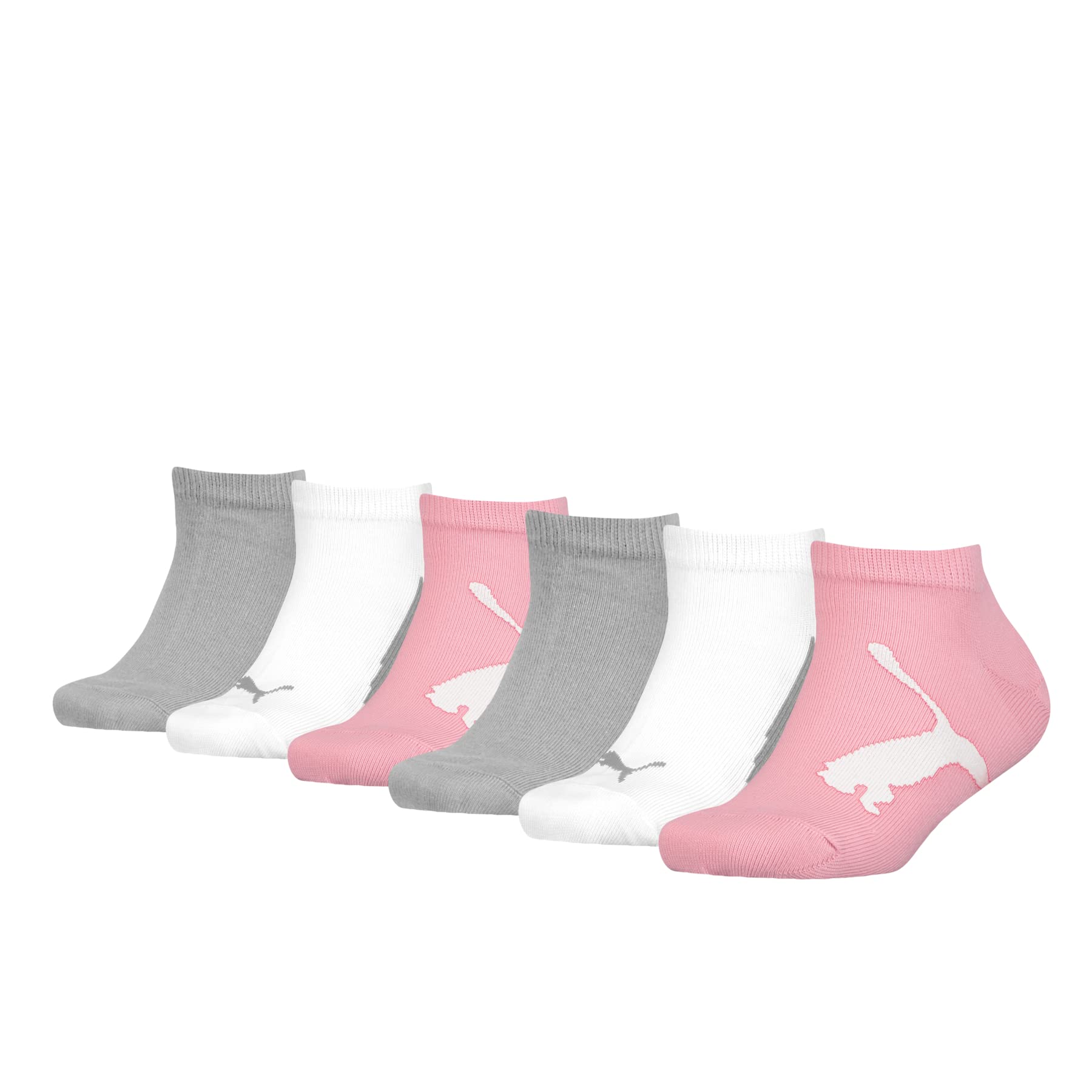 Puma Pink / Grey Kids Bwt Sneaker Socks (6 Pair Pack) Pink/Grey, 9-11.5