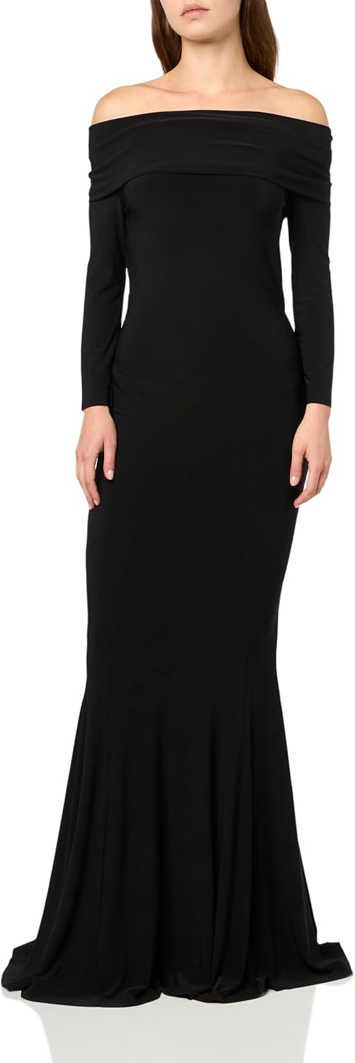 Norma Kamali Women's 3/4 Sleeve Cowl Neck Fishtail Gown