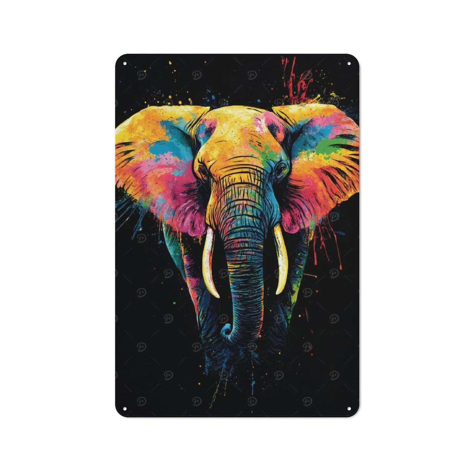 Junmoney Colorful Elephant Art Metal Plaque 30X20cm With For Garage Wall, Retro Decor, For Garage Decor Collectors Refreshing A Room In Autumn