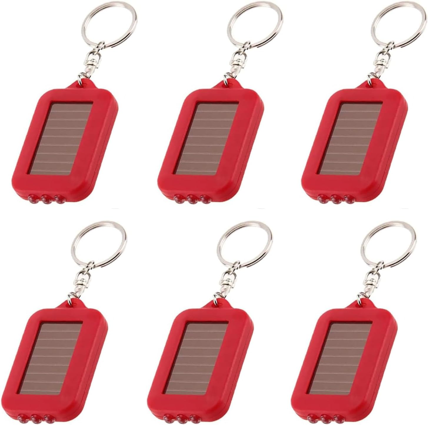 MODOAO 6 Pack Solar Keychain Flashlights, No Battery Needed, Press to Light - Instantly Recharge in Sun or Indoor Light for Emergency, Power Outage, Nighttime Safety, Finding Keys (Pink)