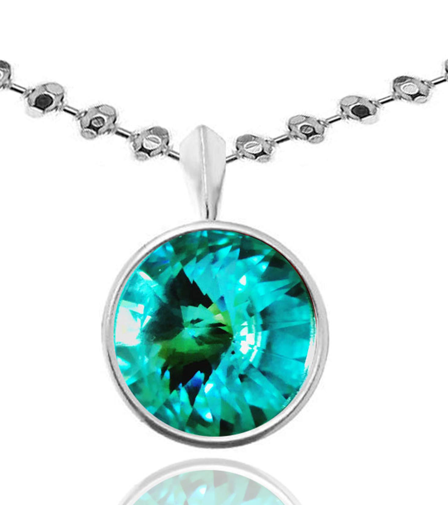 Royal Crystals'ROYAL CRYSTALS Sterling Silver 925 ''Made with Swarovski Crystals Round Charm Positive Energy Pendant Necklace on Lotus Flower Card, 18'''