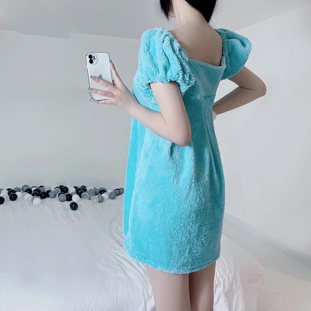 QNCLO Women's sexy cosplay flannel underwear Japanese anime kawaii cute plush bathrobe pajamas