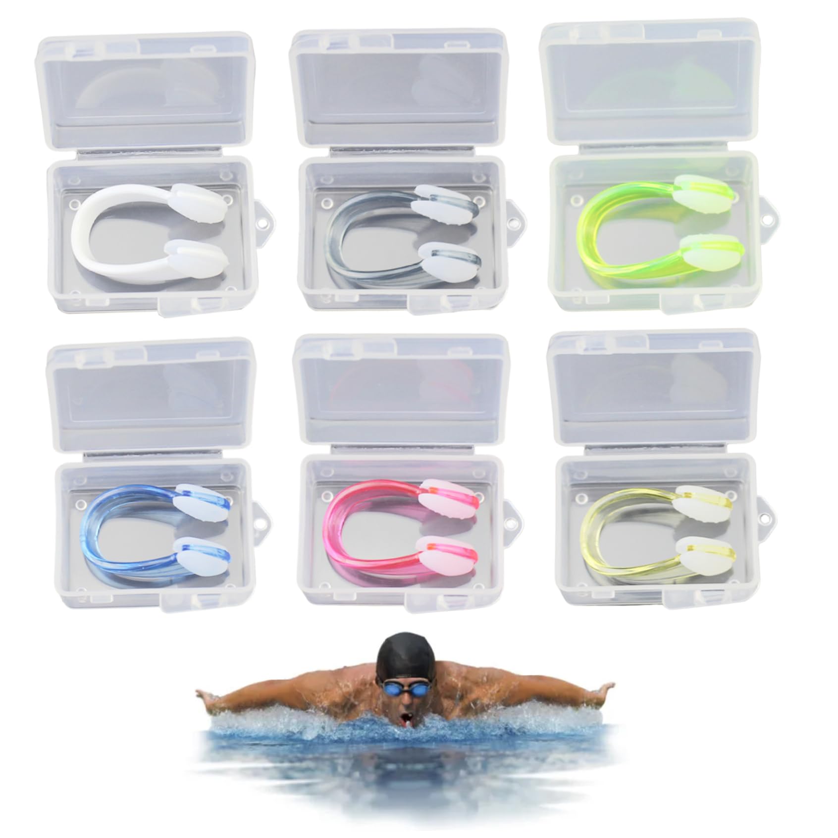 Wedhapy 6Pcs Swimming Nose Clips Silicone Nose Plugs for Adults Children Kids Waterproof Nose Clips(Individually Packaged) nose plugs for swimming