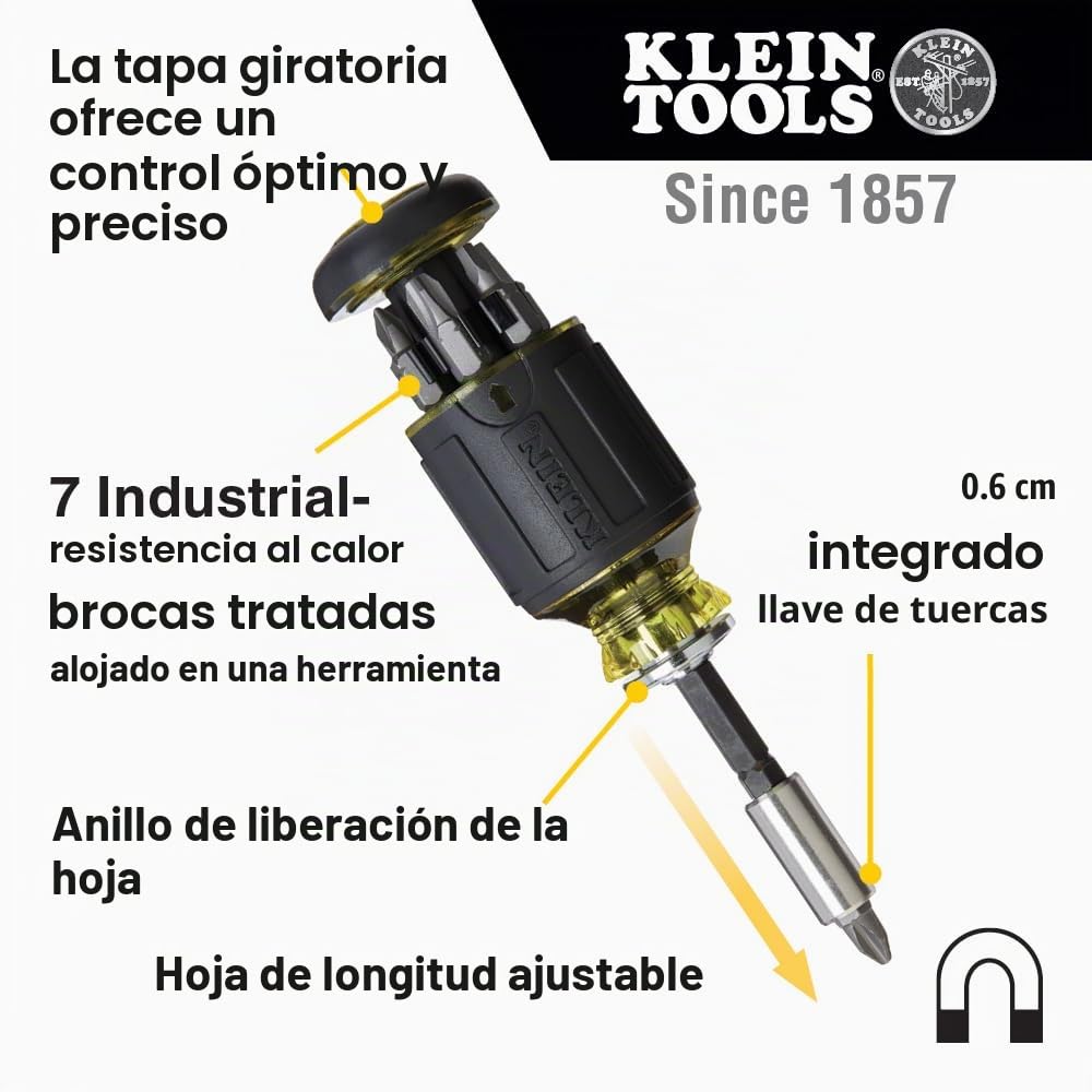 Klein Tools 80037 - Juego de herramientas de destornillador, precisión de bolsillo multibroca y longitud ajustable, 2 piezas, negro/amarillo