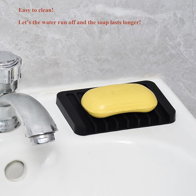 Bandeja de Madera para Baño con Portajabón, Organizador para Tanque del Inodoro (Negro) miniatura 2