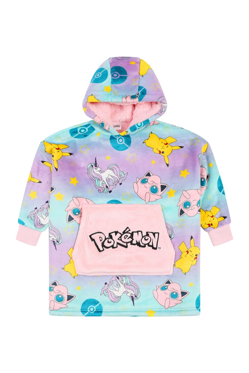 Sweat à Capuche Pokémon Polaire Rose Pour Fille - Surdimensionné, Doublure Sherpa - Taille 3-7 Ans Et 8-13 Ans