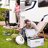 Outsunny 12V Car Refrigerator w/LED Light & Foldable Handles, 25L Portable Compressor Cooler, Fridge Freezer with 12/24V DC and 110-240V AC for Campervan RV Boat Travel - Image 2