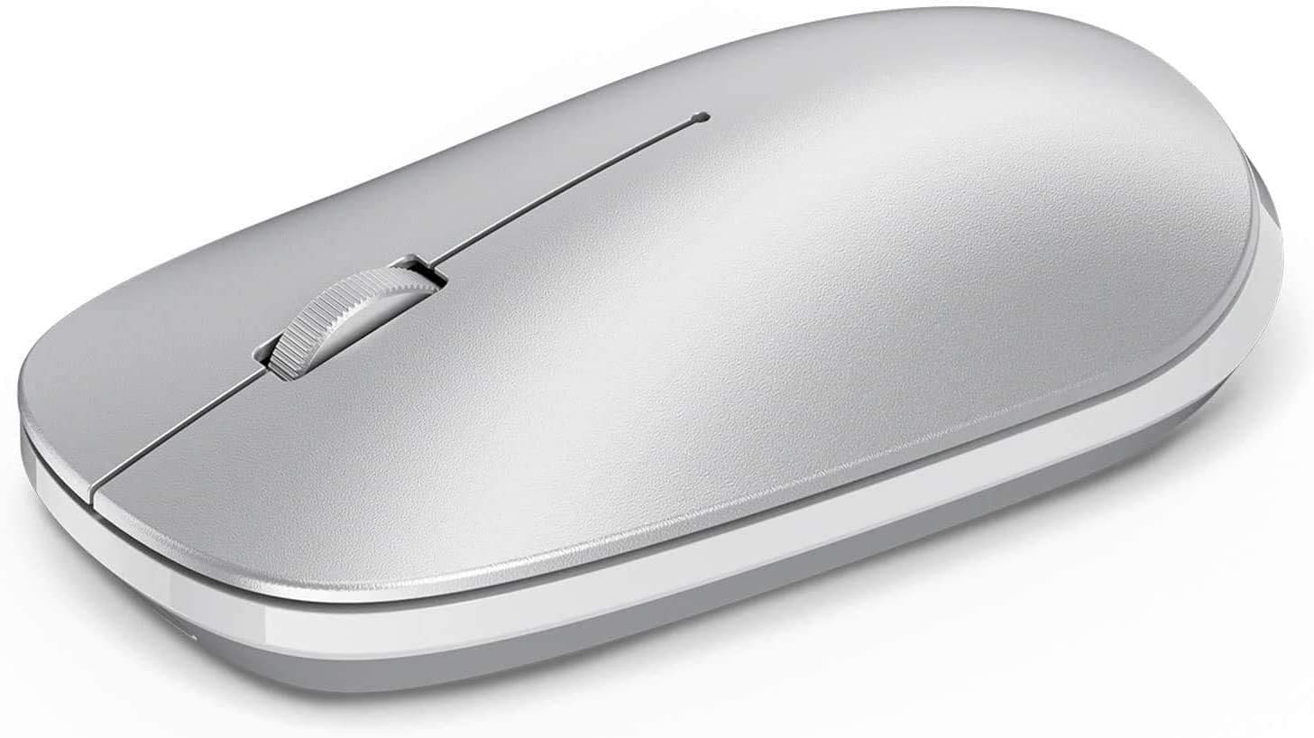 OMOTON Bluetooth Mouse for iPad and iPhone (iPadOS 13 / iOS 13 and Above), Ultra-Thin Wireless Mouse Compatible with Bluetooth Enabled Computer, Laptop, PC, Notebook, and Mac Series (Silver)