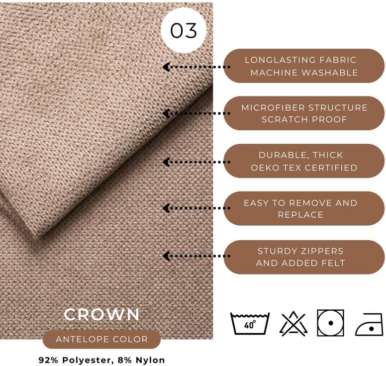 comfortly Cover for Kivik Chaise Longue, Replacement Slipcover, Heavy Duty 3 pcs Cover, Soft Durable Washable Fabric, Easy to Clean & Replace (Crown - Antelope)