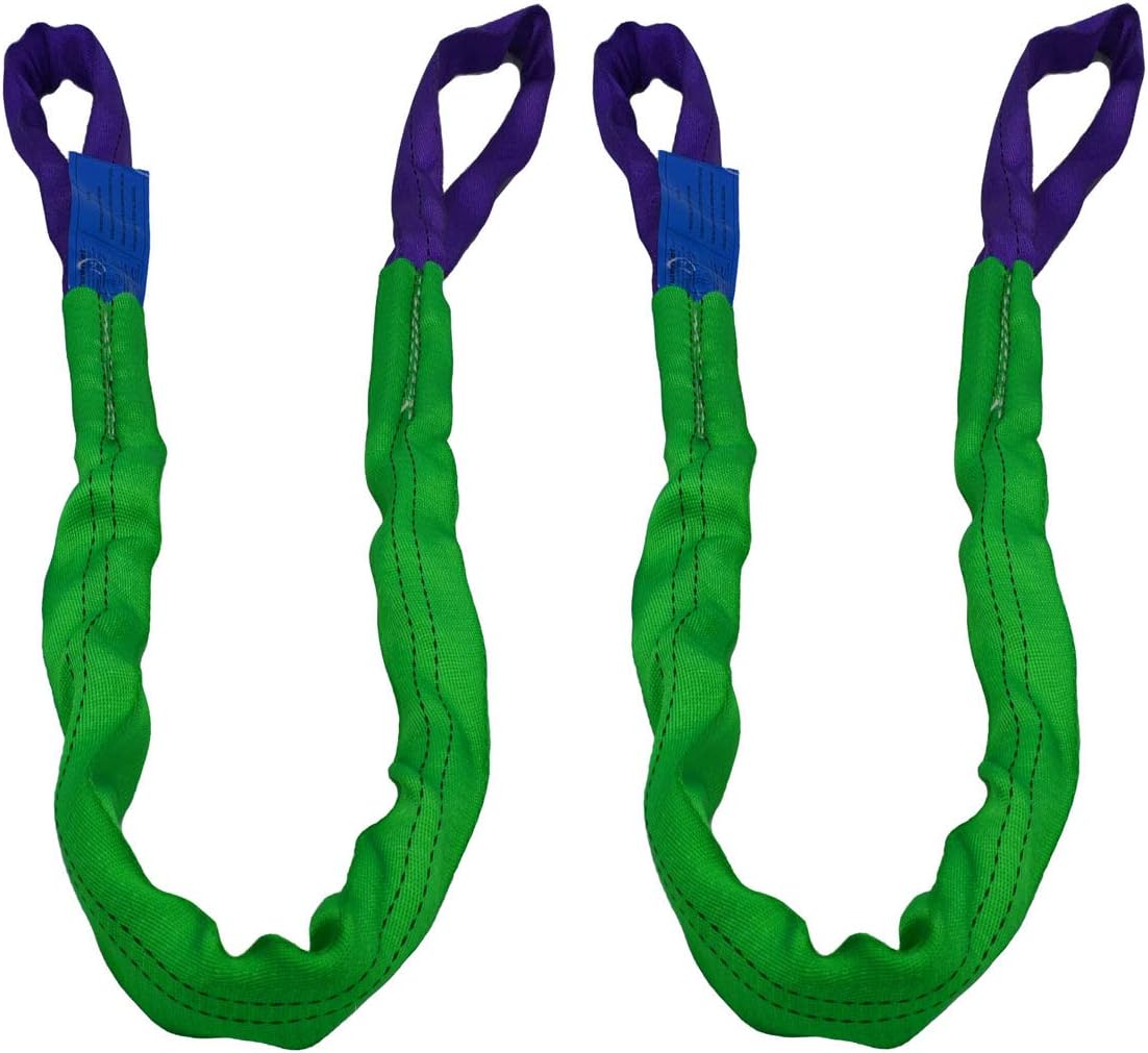 QWORK 2 Pack 2" x 5' Lifting Slings Straps Polyester 