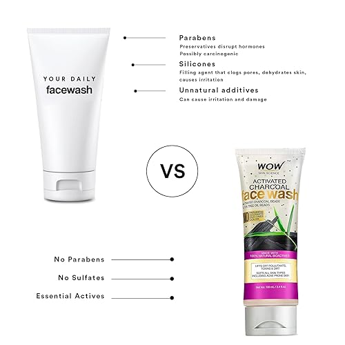 Miniatura 4 de WOW Skin Science Lavado facial de carbón activado, limpiador profundo para piel normal, seca, grasa y minimizador de poros de acné, hombres y