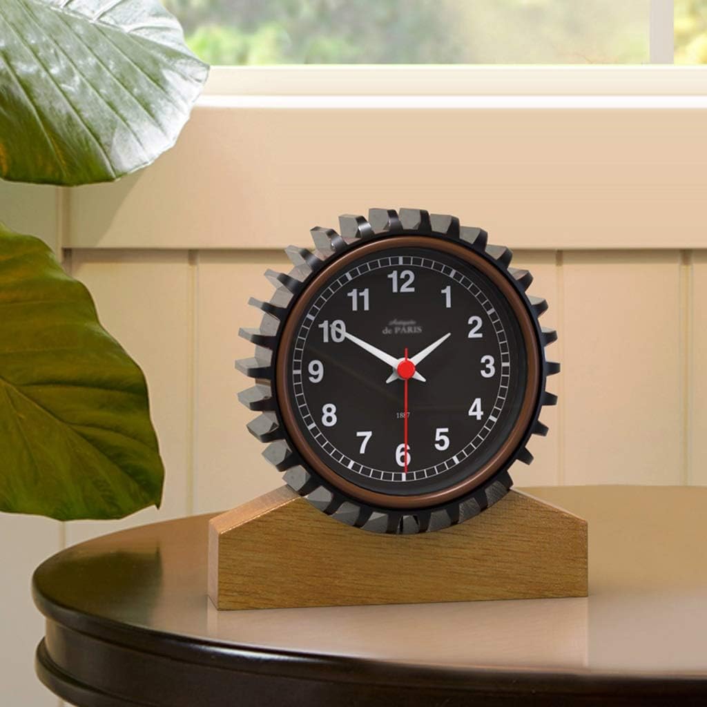 American Desk Clock Aluminum Frame Desk Clock Living Room Simple Industrial Elements Desk Clock Creative Clock Bedroom Decoration Table Clock (Color : C) (A)