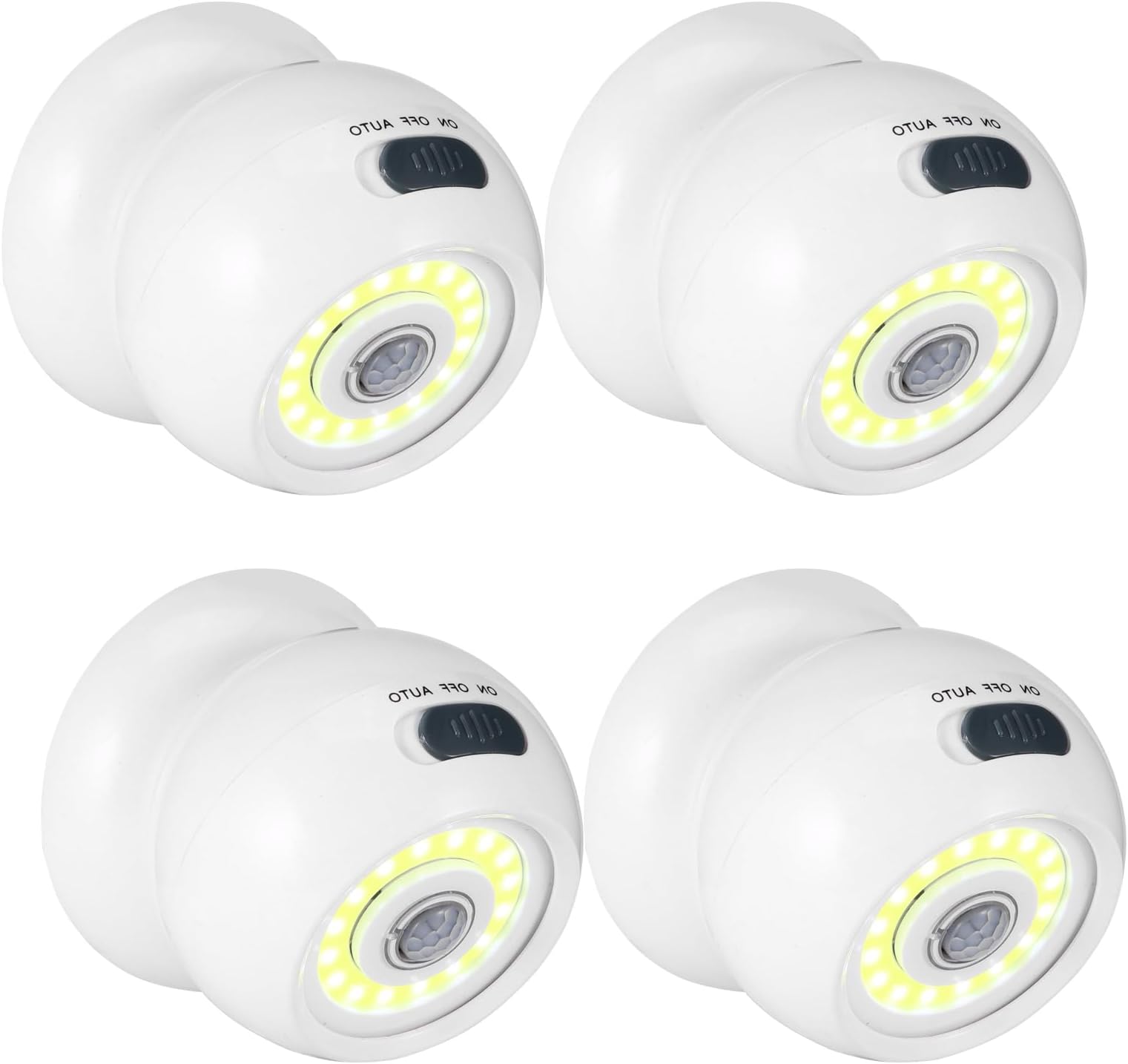 Bright Ball Light 4 Pack, PIR Motion Sensor LED Ball Lights Auto On/Off Battery Operated Sensor Lights 360°Motion Activated Night Light Wireless Security Lighting Lamp