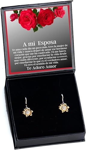 Regalo de San Valentine - Para mi esposa so volviera a nacer te volveria a elegir, joyeria para enamoradas o mujeres - Aretes de Girasol