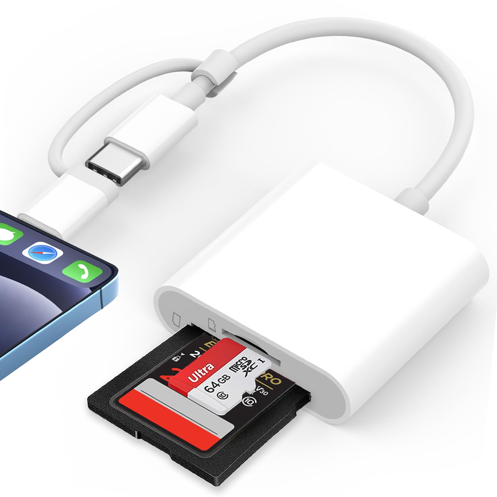 Ziyan USB-C Kartenleser Für SD & MicroSD – OTG Adapter, Plug & Play, Kompakt Für Handy & Laptop