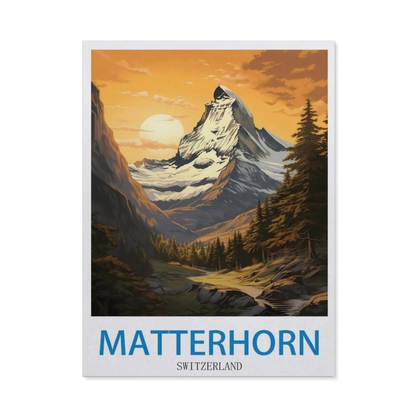 Matterhorn Switzerland，Vintage Tin Signs Funny Metel Decorative Signs - Retro Wall Decor Home Wall Signs(15x30cm）6x12 inch-EE28