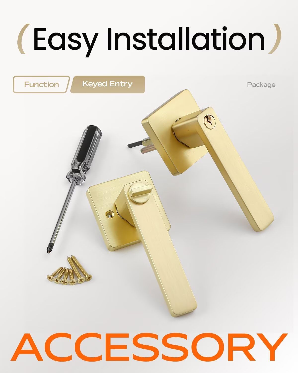 Leydebong 10 Pack Gold Door Handles, Entry Door Levers with Different Keys Heavy Duty Door Lock Modern Contemporary Design for Home Bedroom or Bathroom Interior or Front Exterior Doors