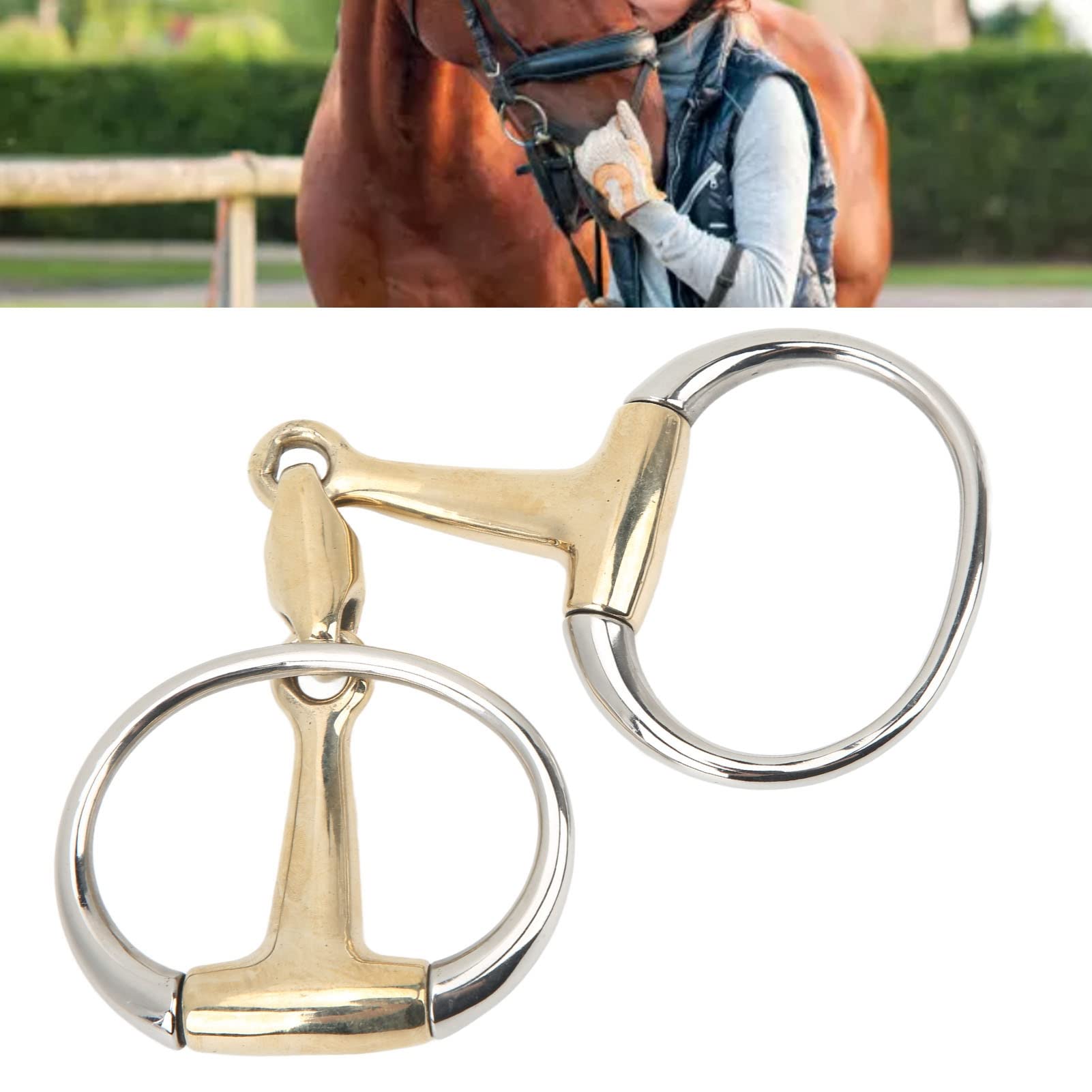 Caballo Anillos Snaffle bit, Acero Inoxidable Caballo Boca bit, Cobre Bisagra Caballo Anillos Sueltos Curvo Ángulo Lozenge para Regalos al Aire Libre