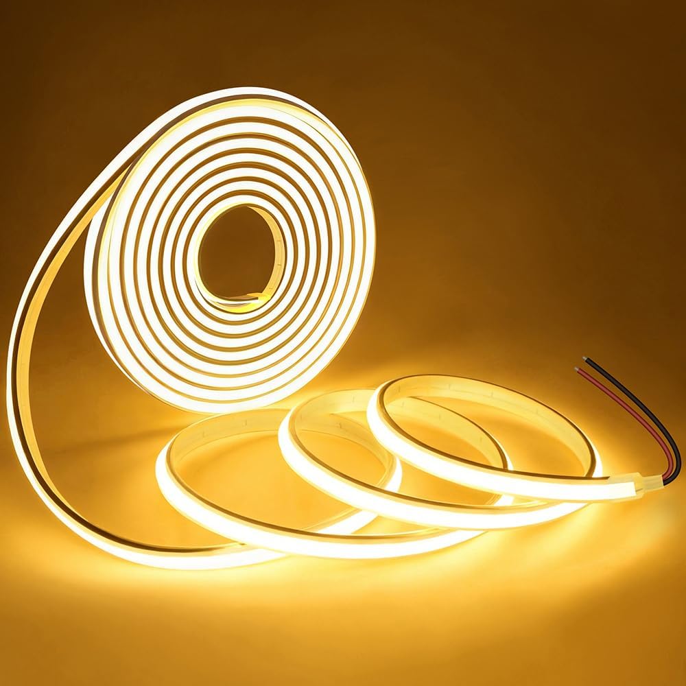 COB LED Strip Lights Warm White 3000K,24V 32.8ft IP67 Waterproof High CRI 90Ra+ Super Bright,Flexible Tape Lights for Outdoor,Bedroom,Kitchent,Cabinet,Bathroom(Power Supply Not Included)