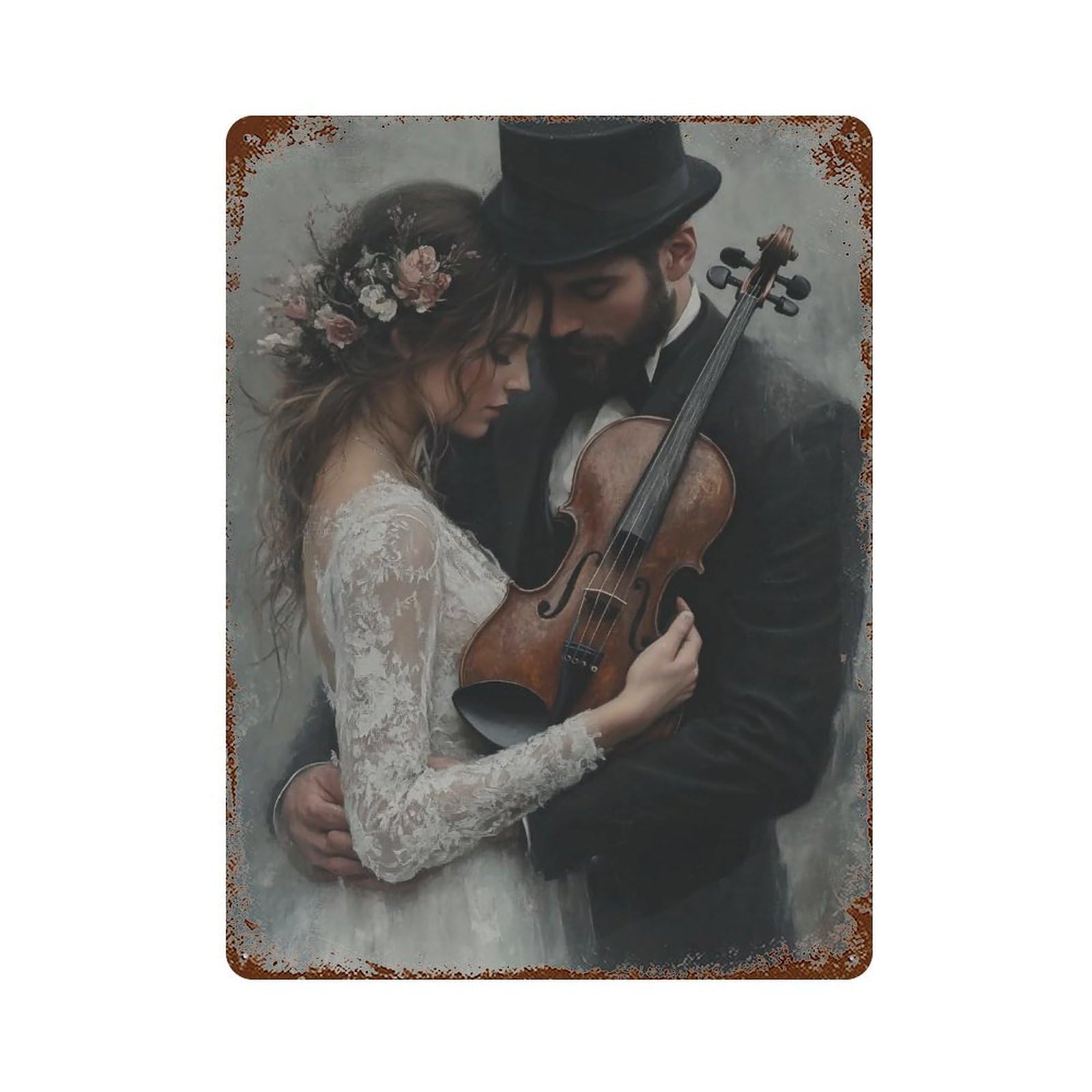 HDURYEYRYY Melody Embrace 01 Wall Retro Iron Vintage Art Metal Tin Sign Poster Modern Home Cofffee Club Art Bar Shop Decor 40x30cm