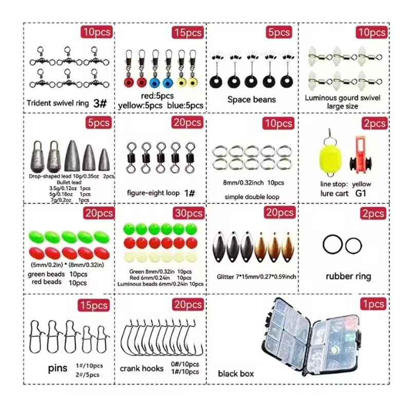 Kit de accesorios para pesca 183 piezas con caja organizadora miniatura 2