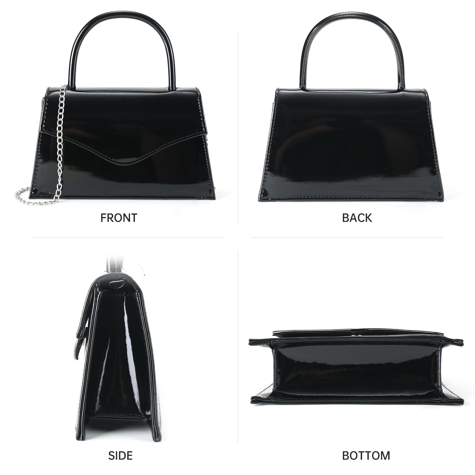Women's Evening Bag Bridal Party Clutch Purses Cocktail Prom Handbags with Patent Leather