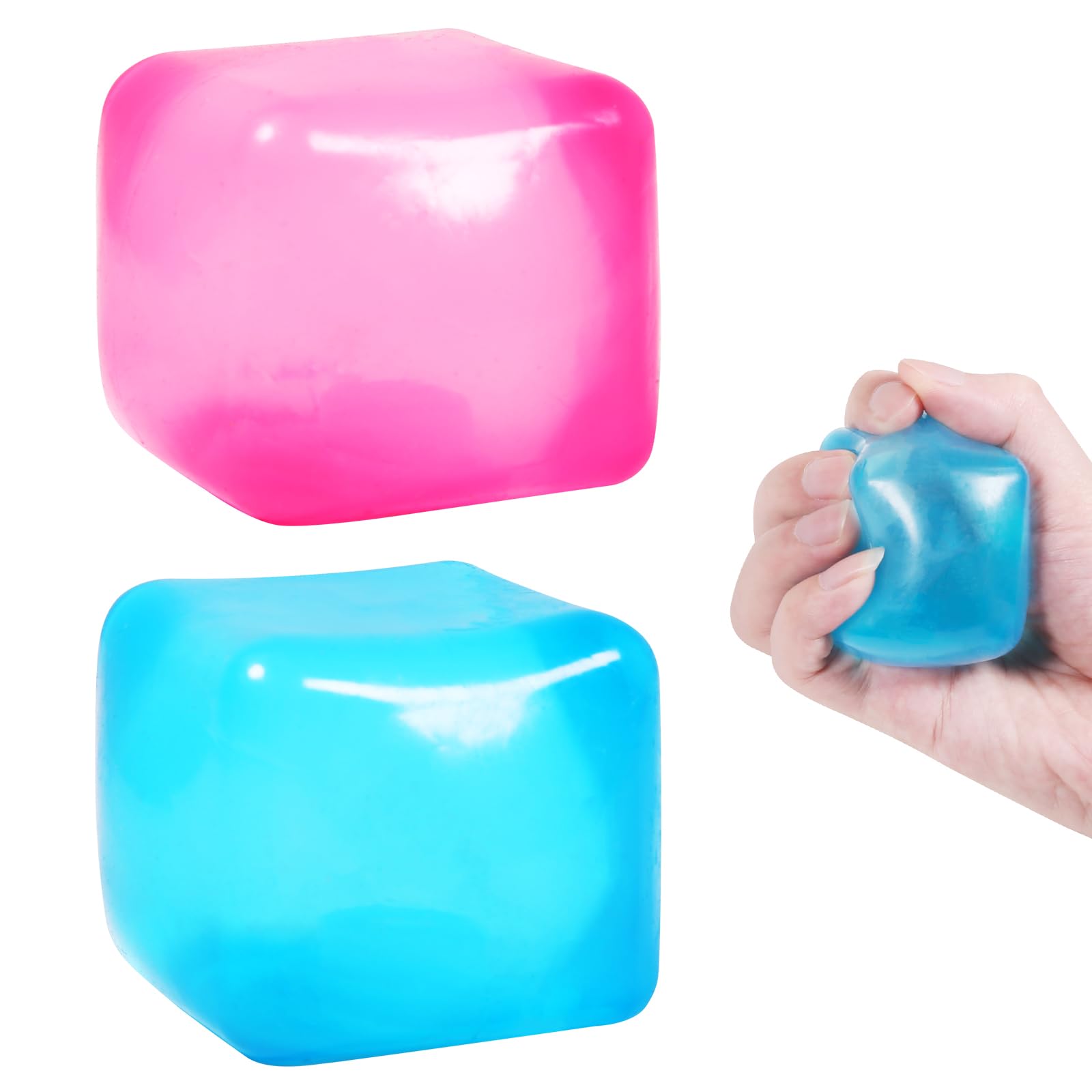 Photo 1 of 1pcs Blue Big 2.45 Stress Cube Masonry Ice Squishy Ball - Diamond Malt Sugar Fidget Toy for Your Best Mellow and Chill - Square Shape Hand Exercise - Age 3 to Adult