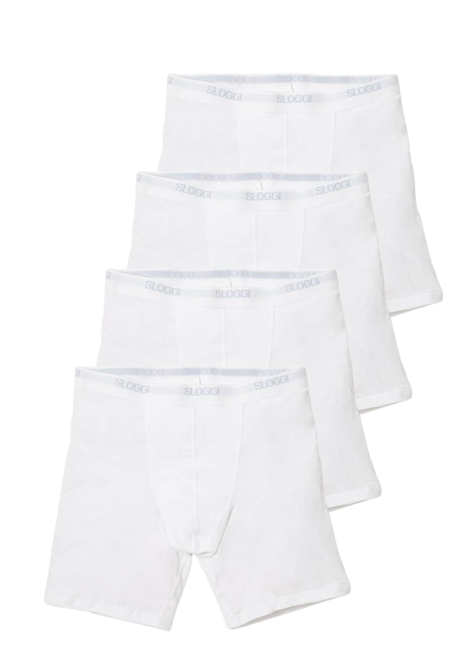 Sloggi 4 Pezzi Boxer Gambaletto Uomo Men Basic Long, Bianco XL