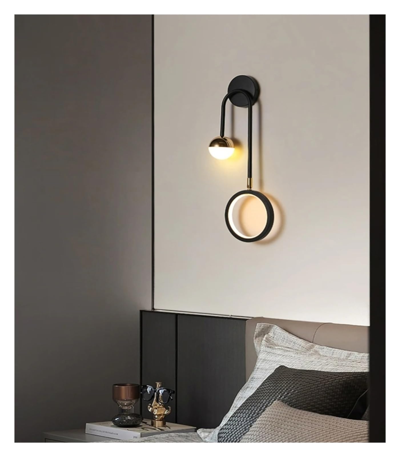 Aplique de Pared Colgante Escandinavo Led de Doble Cabezal con Anillo Y Bola de Cristal para el Hogar: Lámparas de Mesita de Noche para Sala de Estar Y Dormitorio, Lámpara de Techo./un Color/Bien