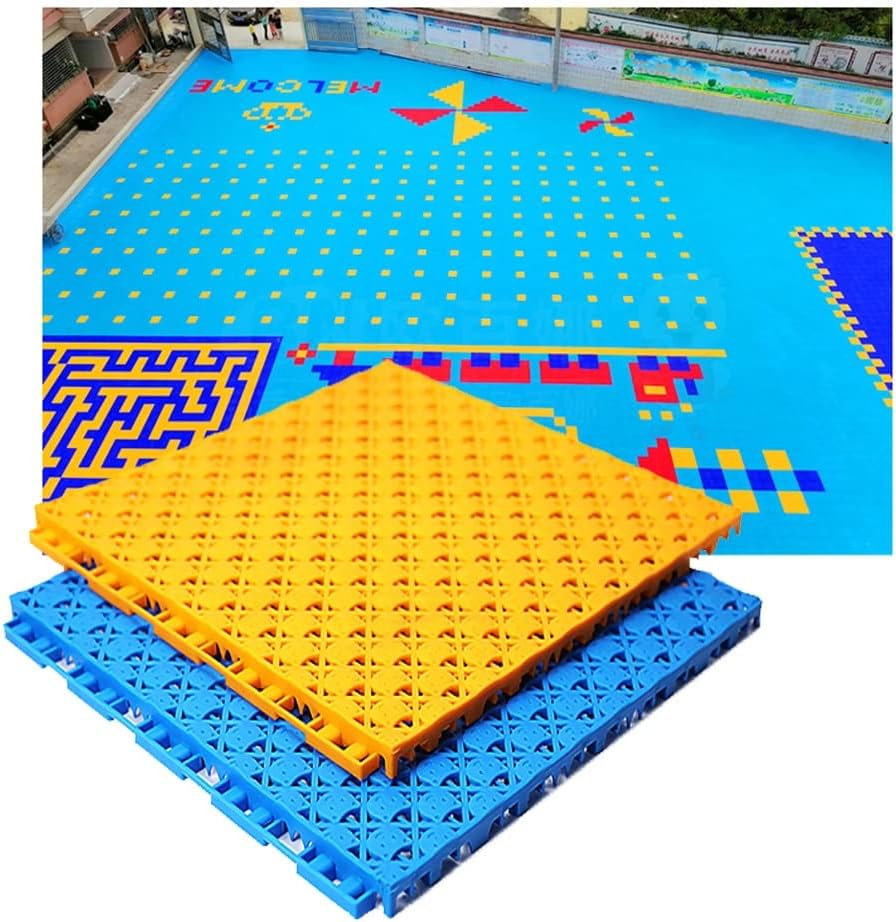 305CM Kindergarten Playground Color Puzzle Sports Floor, Weatherproof Modular Interlocking Floor Tiles with Animal Print, Easy to Install,Yellow,10PCS
