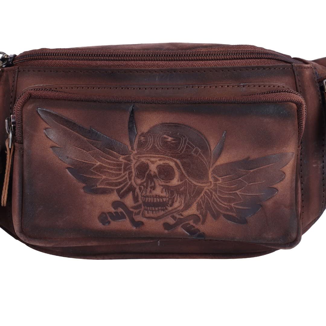 Büffelleder Bauchtasche Herren, Damen Echt Leder Hüfttasche Tracking Design Logo