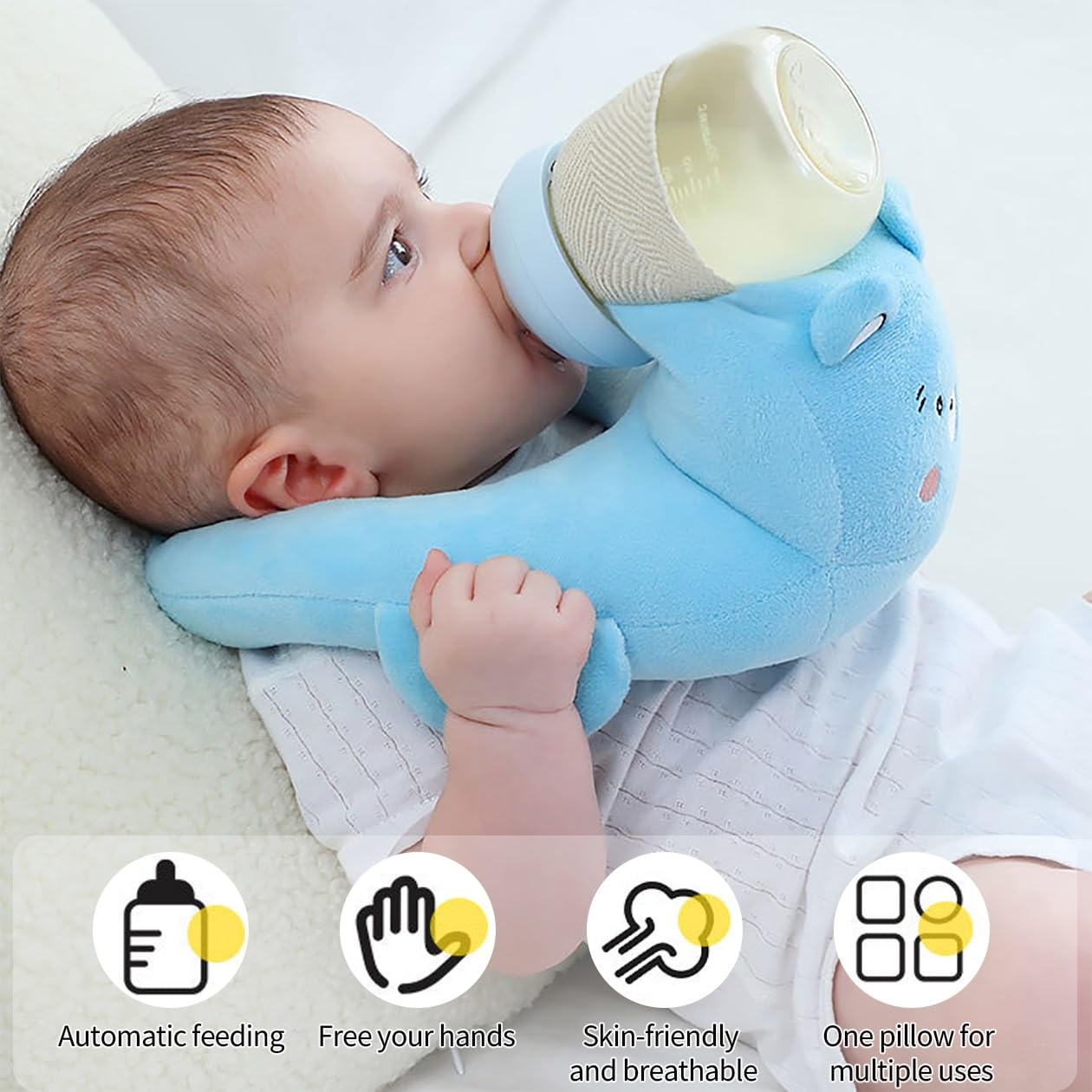 Newborn Bottle Feeding Pillow, Adjustable Bottle Feeding Support Pillow, Baby Bottle Support Pillow, Ergonomic Design To Relieve Wrist and Arm Stress(Lion) — view 5