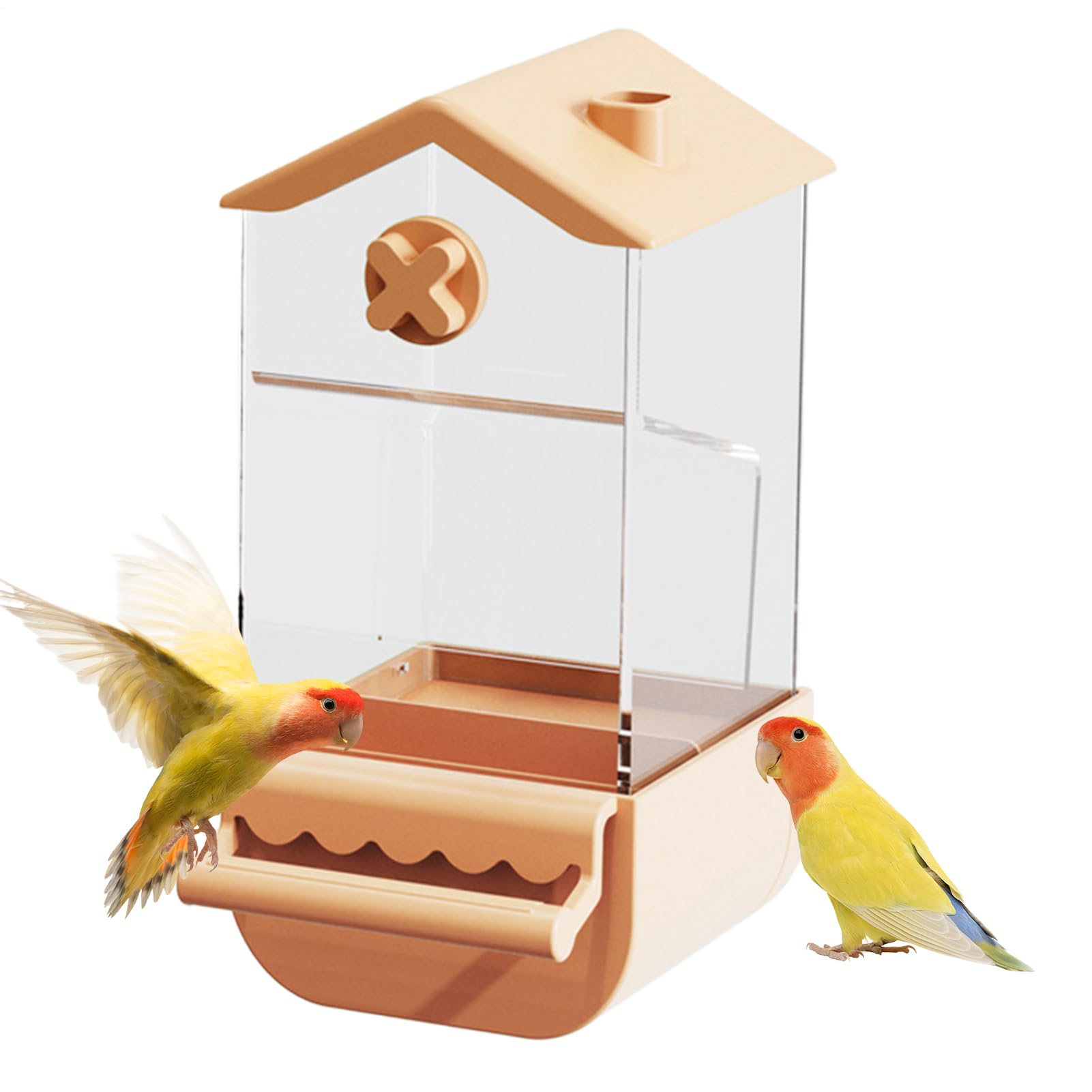 Mangeoire automatique oiseaux anti-éclaboussures avec récupérateur de graines pour cage