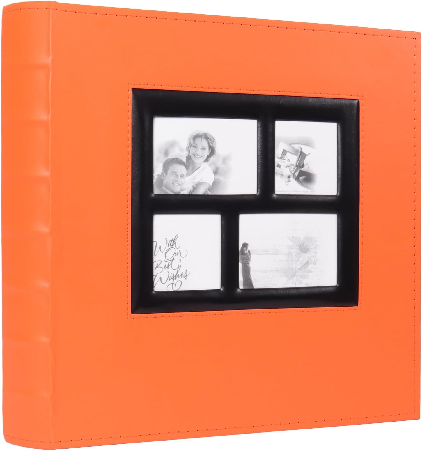 RECUTMS Photo Album 4x6 500 Pockets Photos, Leather Cover Large Picture Albums Holds 500 Horizontal and Vertical Photos (Orange)