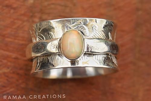 Miniatura 7 de Ethiopian Opal Spinner Ring  Anxiety Silver Spinner Ring  Fidget Spinner Ring For Women  Handmade Spinner Ring  Sterling Silver 925