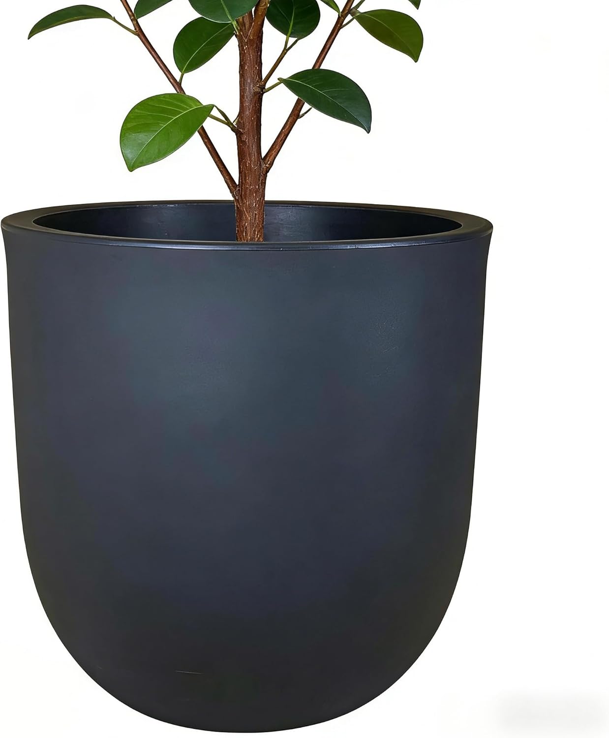 Matte Resin Planter, 18.1" Modern Minimalist Floor Plant Pot for Indoor & Outdoor Use, Black