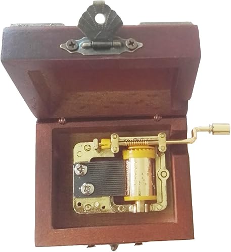 Miniatura 2 de FnLy Caja musical de madera con manivela de encaje antiguo de 18 notas con movimiento chapado en oro, caja de regalo de música, caja de música You