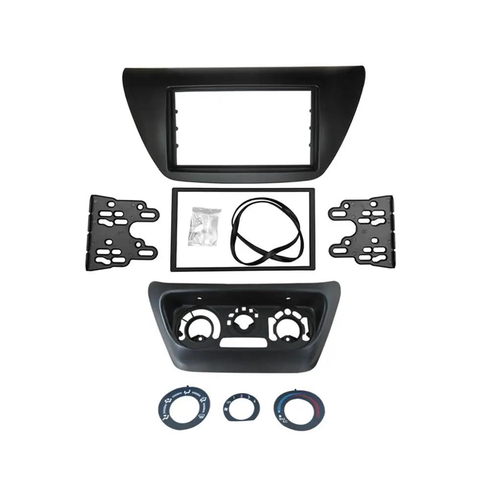 Auto Radio Blende 7-Zoll-Doppel-DIN-Radio-Panel 2006 Für Lancer IX Aftermarkets Stereo-Dash-Kit DVD-Rahmen + Mittlere AC-Bedienblende(Black)