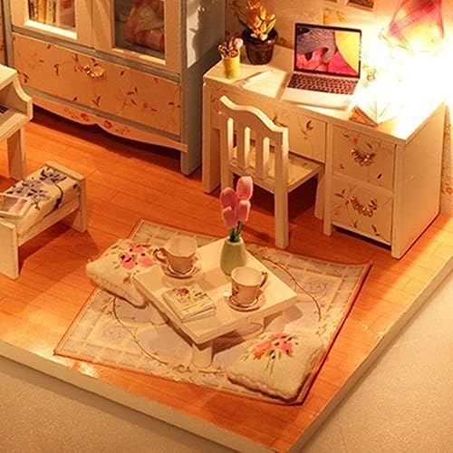 Miniatura 3 de Kisoy Romántica y bonita casa de muñecas en miniatura, kit de casa de bricolaje, habitación creativa, regalo perfecto para amigos, amantes y