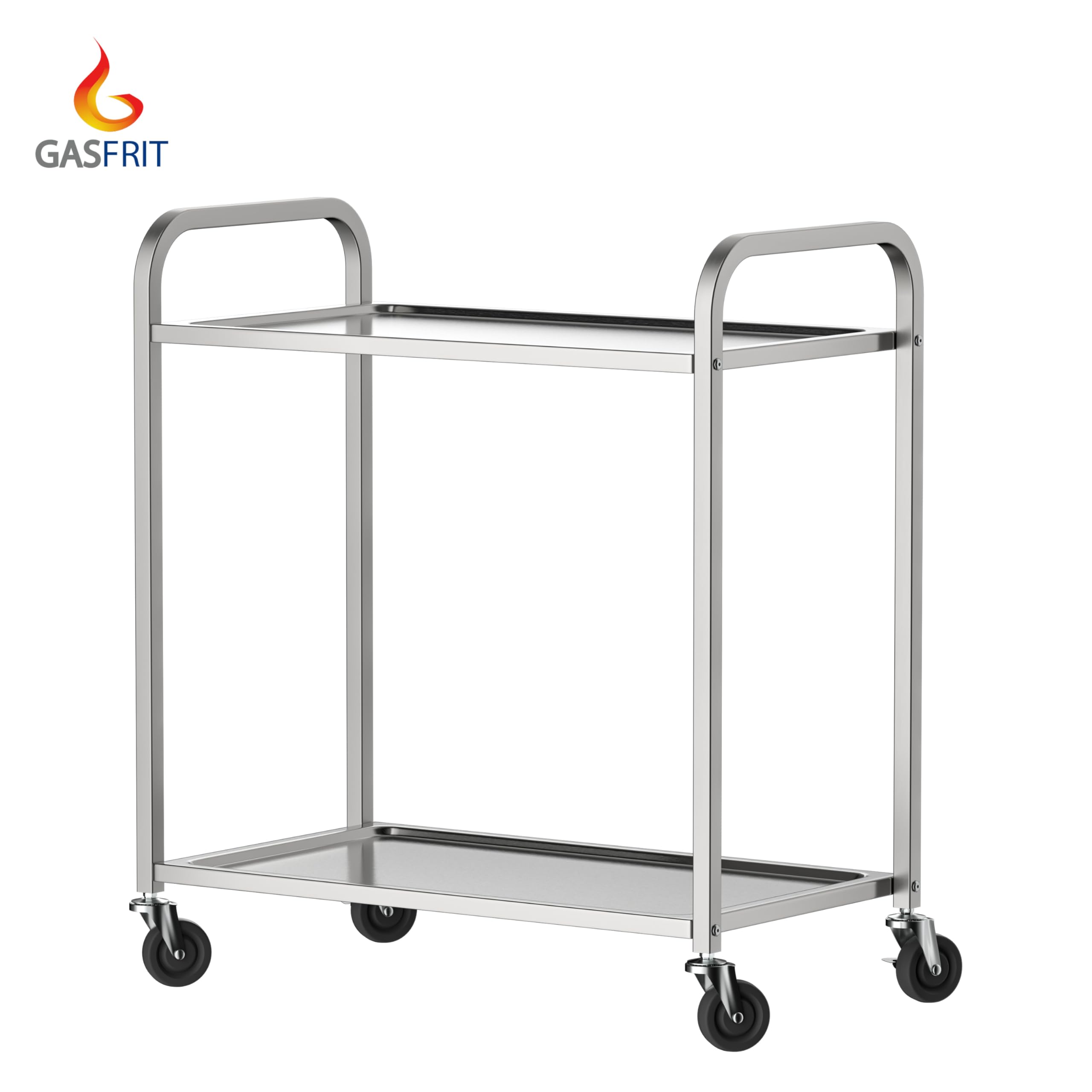 Carro de Servicio de Acero Inoxidable 2 y 3 Estantes 750x400x835 mm – Capacidad hasta 500 kg – Carrito Profesional para Hostelería, Cocina, Restaurante o Comedor (2 Estantes)