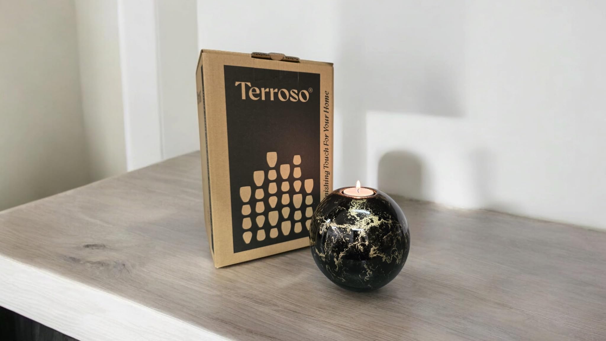 Urna per ceneri in vetro con portacandela - urna elegante per cane e gatto - 500 ml - nero oro