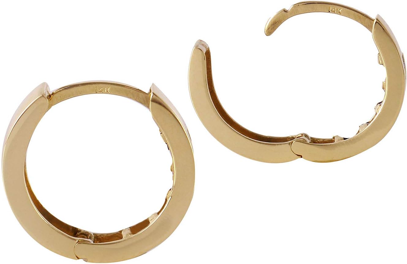 Galaxy Gold GG 14K Yellow Gold Hoop Huggie Earrings with Pink Sapphires - Image 2