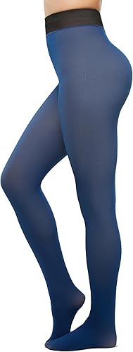 KBVOT Fleece Lined Tights Women Pantyhose Leggings Sheer Warm Thermal Thick Fake Translucent Tights for Winter