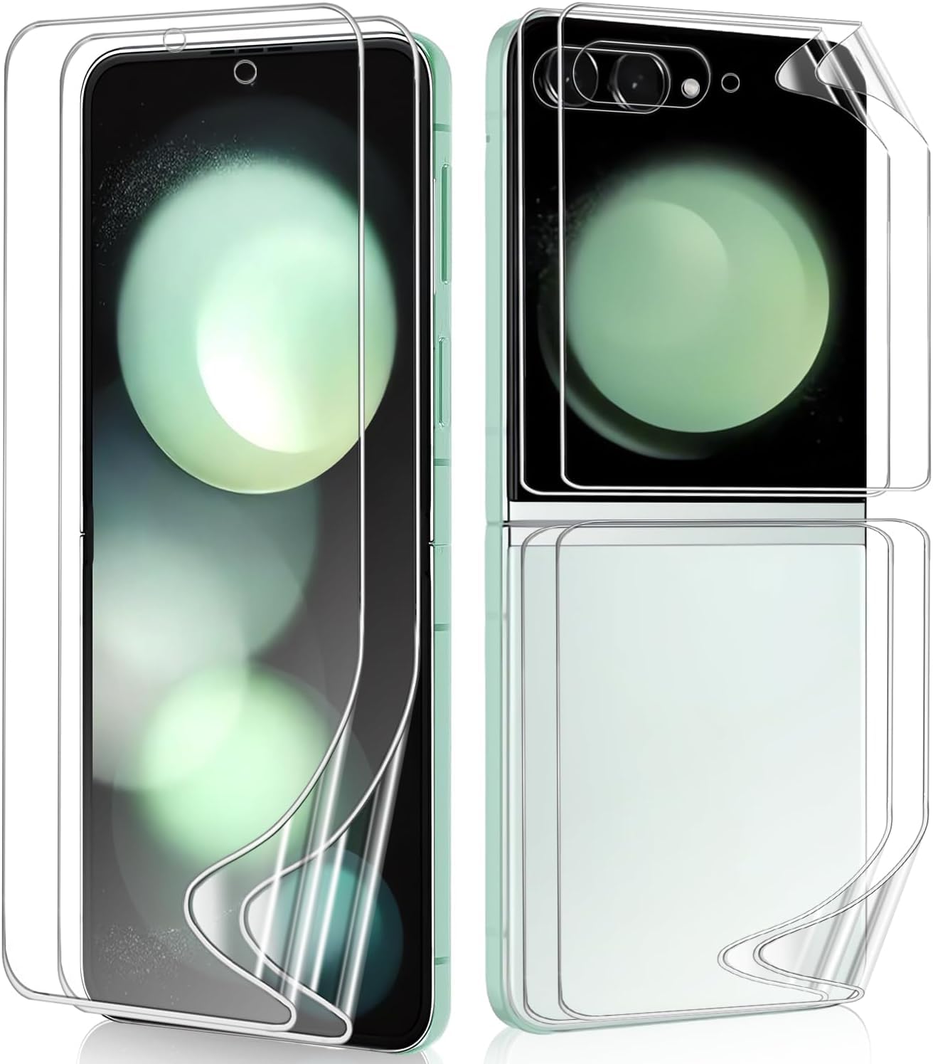 2 Sets Screen Protector for Samsung Galaxy Z Flip 5, HD Clear Soft TPU Film for Samsung Galaxy Z Flip 5 6.7", Front + Back Flexible Film, Self-Healing, Scratch-Resistant, Easy to Install