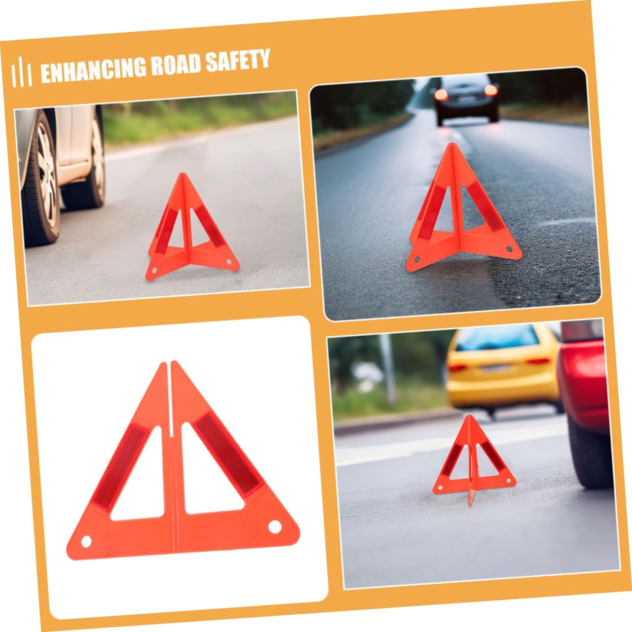 SOLUSTRE Car Safety Accessories 5 Pack Warning Sign for Car Emergency Safety Tripod Reflective Waterproof Night Visibility
