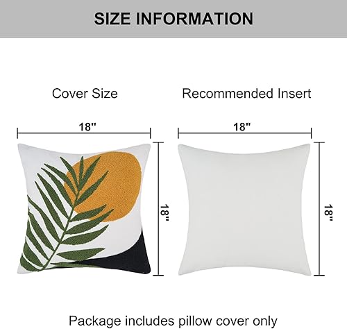 Miniatura 9 de Pyonic Fundas de almohada bohemias decorativas abstractas de 18 x 18 pulgadas, almohadas decorativas de hojas verdes de verano para sofá, cama, sofá